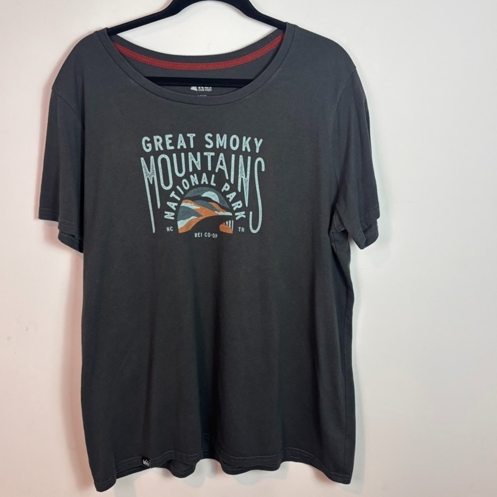 REI CO-OP Womens Grey Graphic "Great Smokey Mountains" Tee sz XXL National Parks